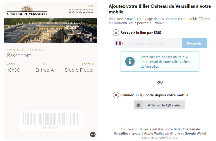 versaille billet